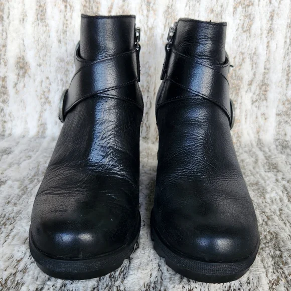 Sorel "Joan of Arctic Wedge II Buckle Bootie" WP Black Leather | Women's Size 8 - Picture 5 of 14